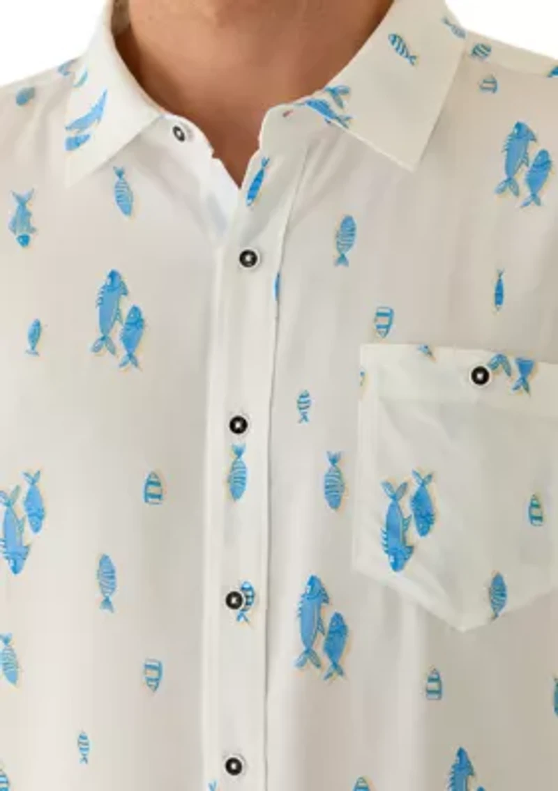 Men's Short Sleeve Whale Watching Print Shirt