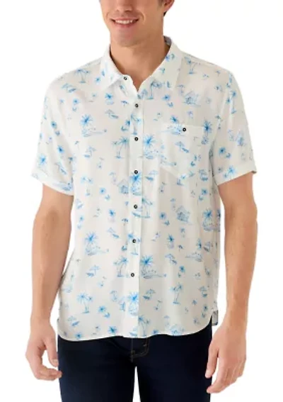 Men's Short Sleeve Palm Modal Print Shirt