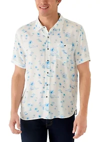 Men's Short Sleeve Palm Modal Print Shirt