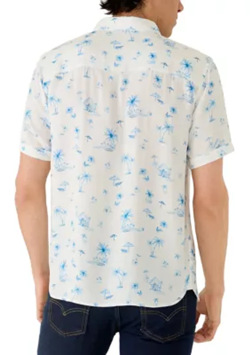 Men's Short Sleeve Palm Modal Print Shirt