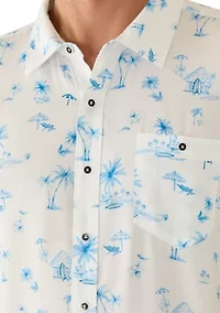 Men's Short Sleeve Palm Modal Print Shirt