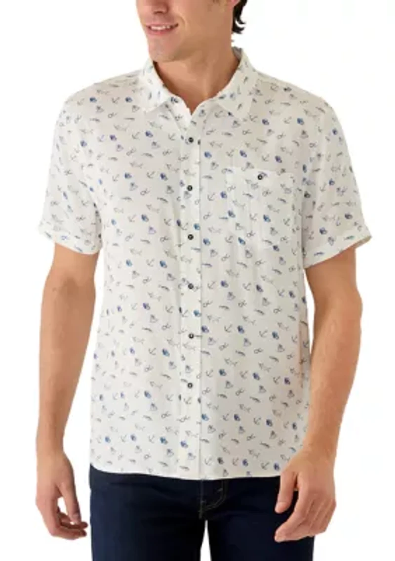 Men's Short Sleeve Nautical Printed Shirt