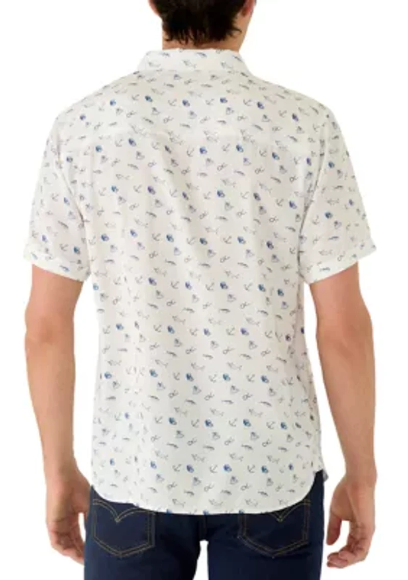 Men's Short Sleeve Nautical Printed Shirt