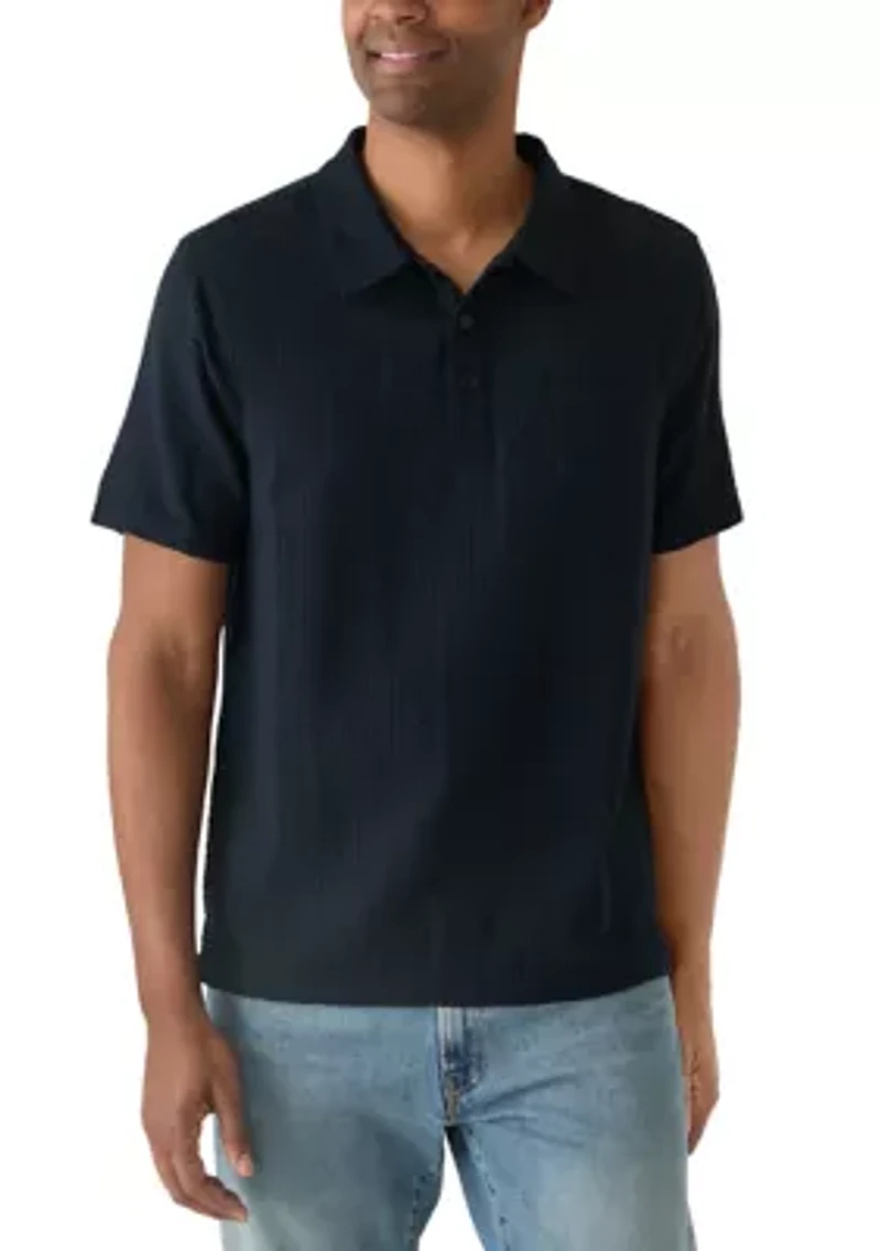 Men's Short Sleeve Seersucker Polo Shirt