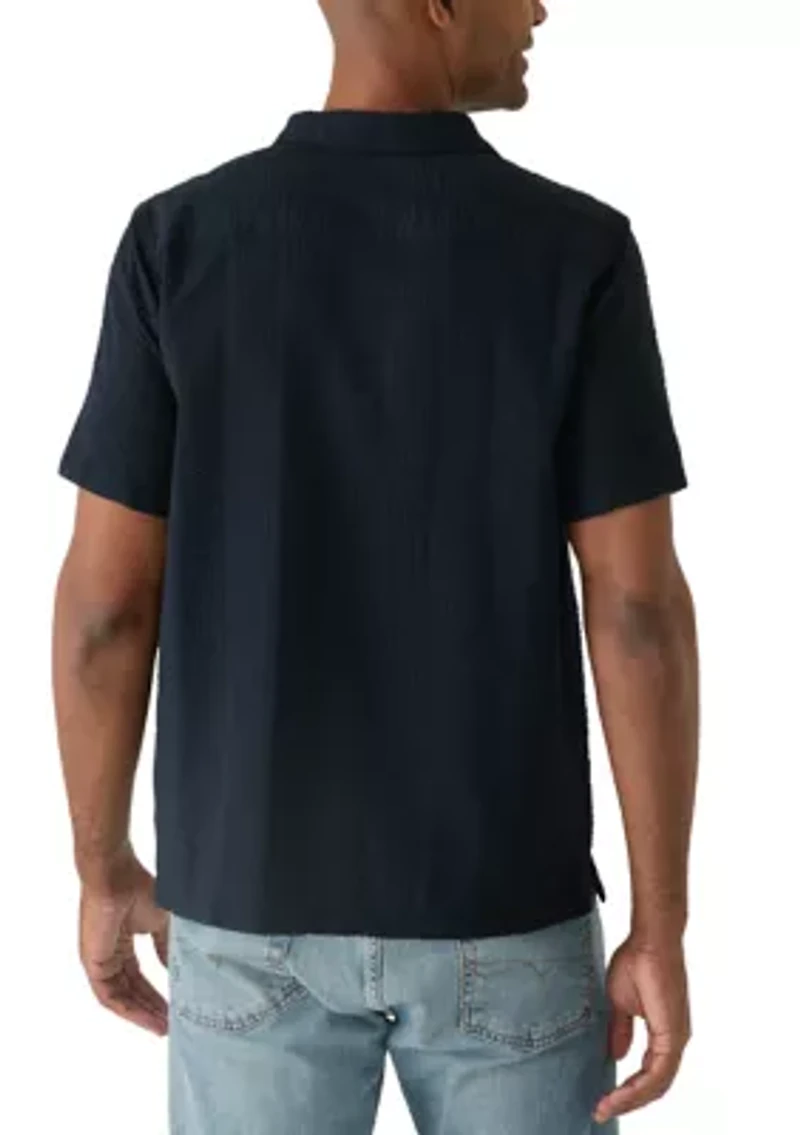 Men's Short Sleeve Seersucker Polo Shirt