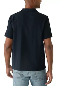 Men's Short Sleeve Seersucker Polo Shirt