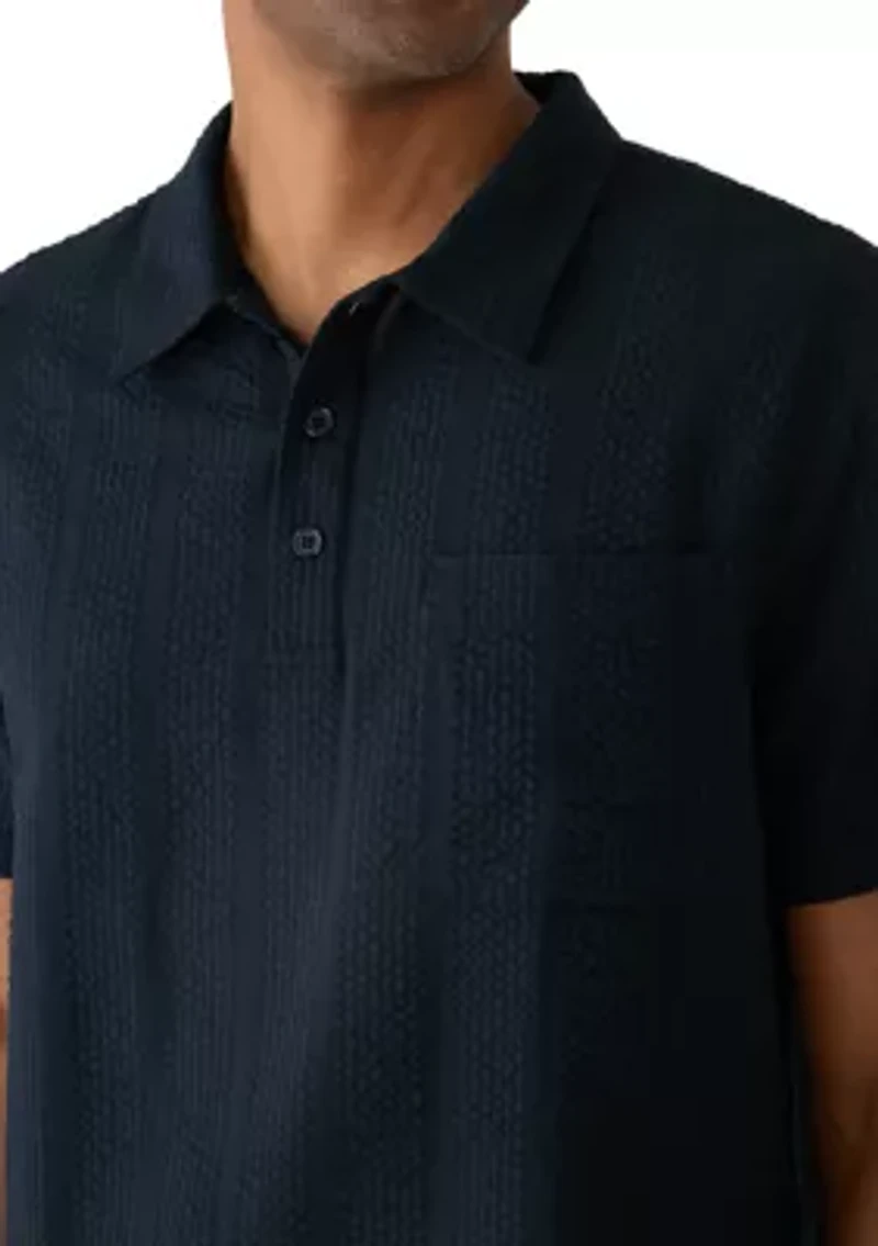 Men's Short Sleeve Seersucker Polo Shirt