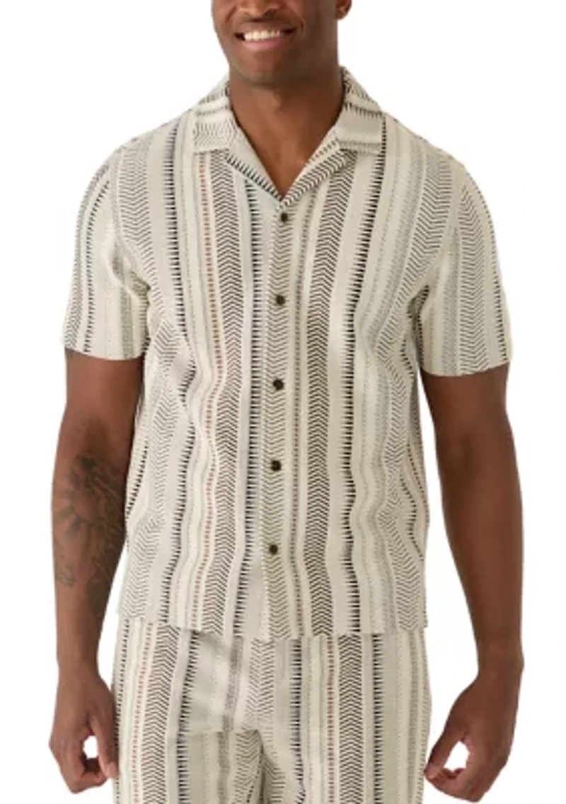 Men's Jacquard Striped Short Sleeve Knit Shirt