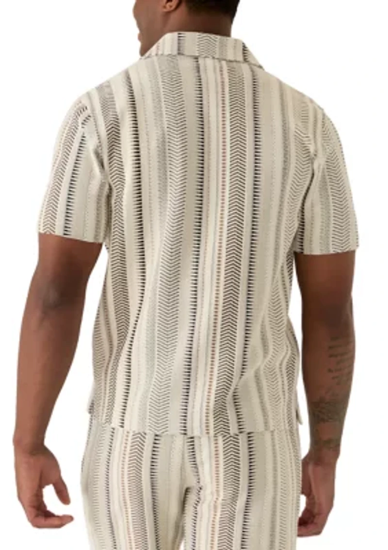 Men's Jacquard Striped Short Sleeve Knit Shirt