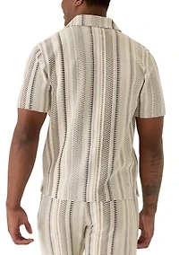 Men's Jacquard Striped Short Sleeve Knit Shirt