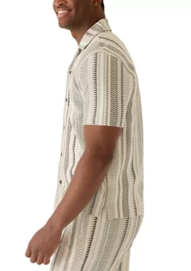 Men's Jacquard Striped Short Sleeve Knit Shirt