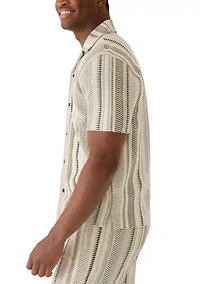 Men's Jacquard Striped Short Sleeve Knit Shirt