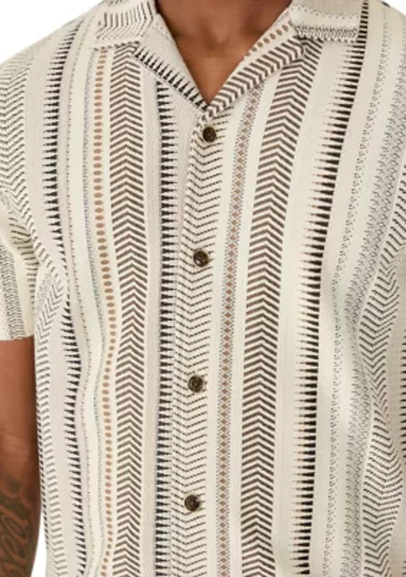Men's Jacquard Striped Short Sleeve Knit Shirt