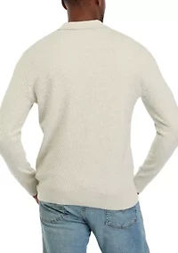 Long Sleeve Cable Polo Pullover