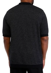 Big & Tall Short Sleeve Textured Button Polo Shirt