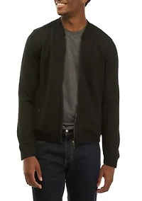Men's Knit Bomber Jacket with Inside Trim