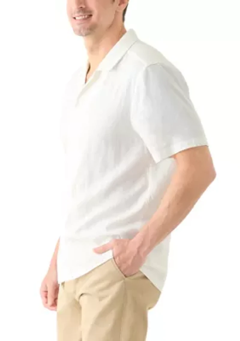 Men's Solid Linen Camp Shirt