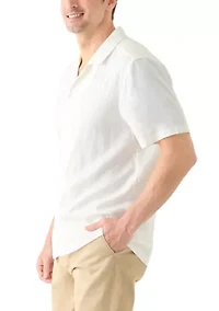 Men's Solid Linen Camp Shirt