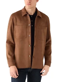 Men's Button Down Faux Suede Jacket