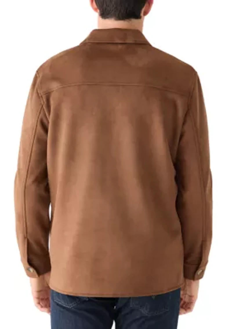Men's Button Down Faux Suede Jacket