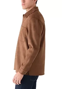 Men's Button Down Faux Suede Jacket