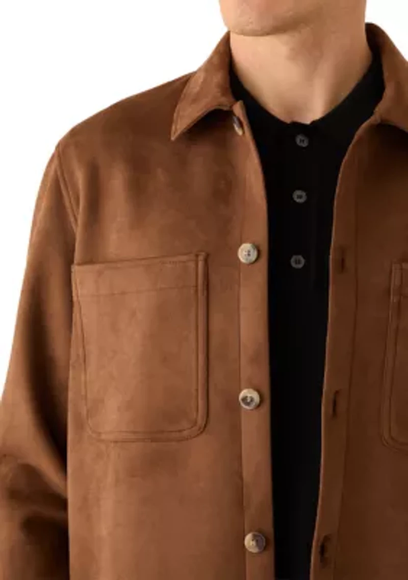 Men's Button Down Faux Suede Jacket