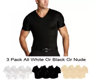 Big & Tall 3-Pack Compression Short Sleeve V-Necks