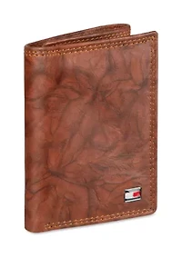 Crunch Leather Trifold Wallet with Enamel Flag