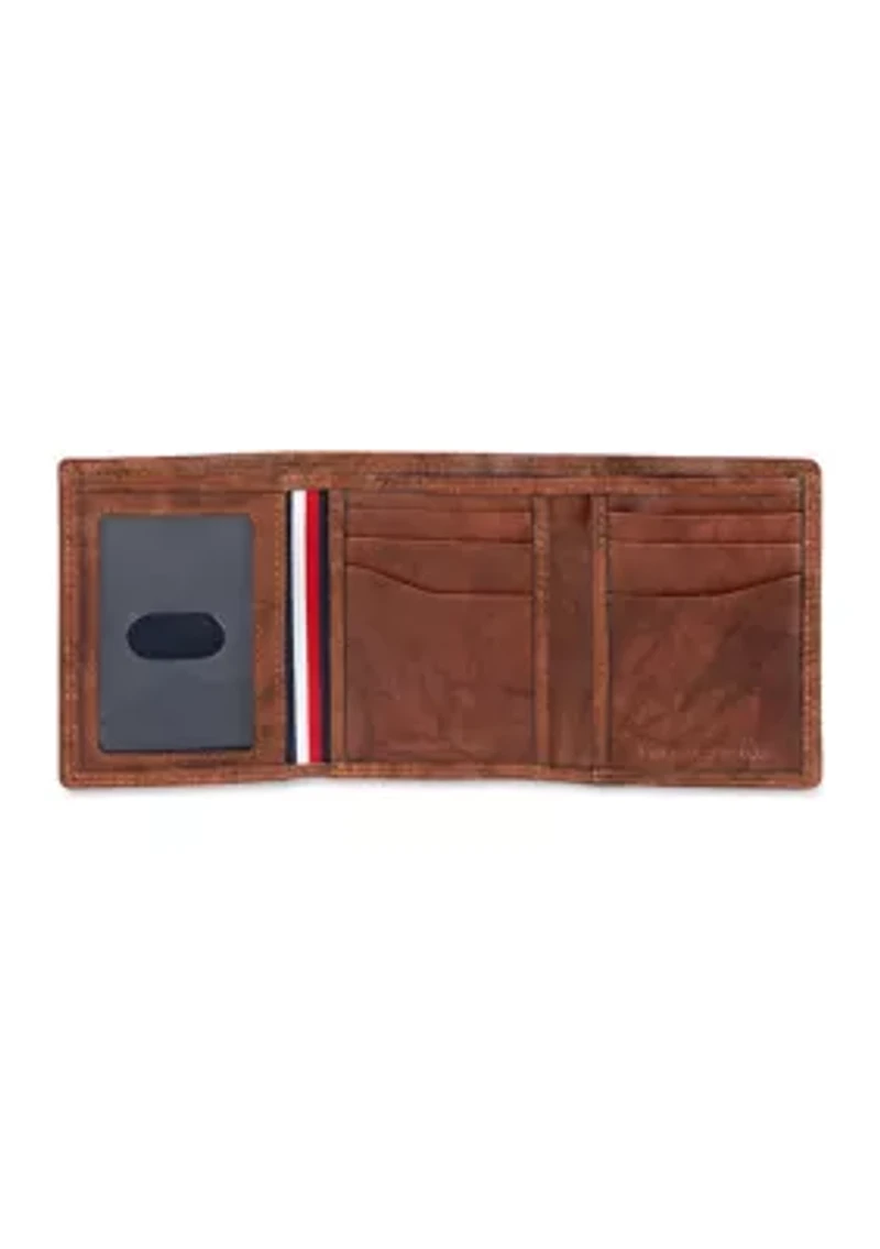 Crunch Leather Trifold Wallet with Enamel Flag