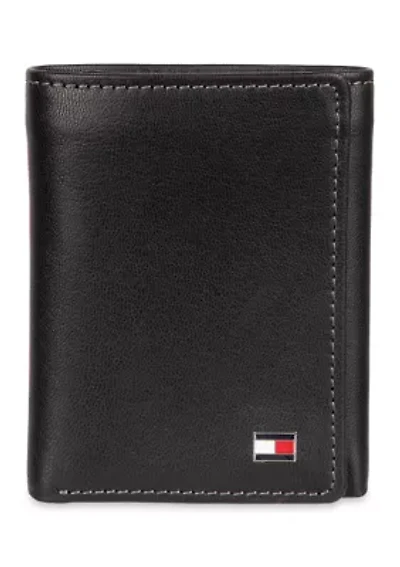 Leather Trifold Wallet with Interior Zipper