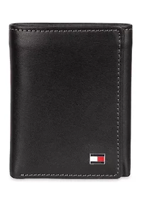 Leather Trifold Wallet with Interior Zipper