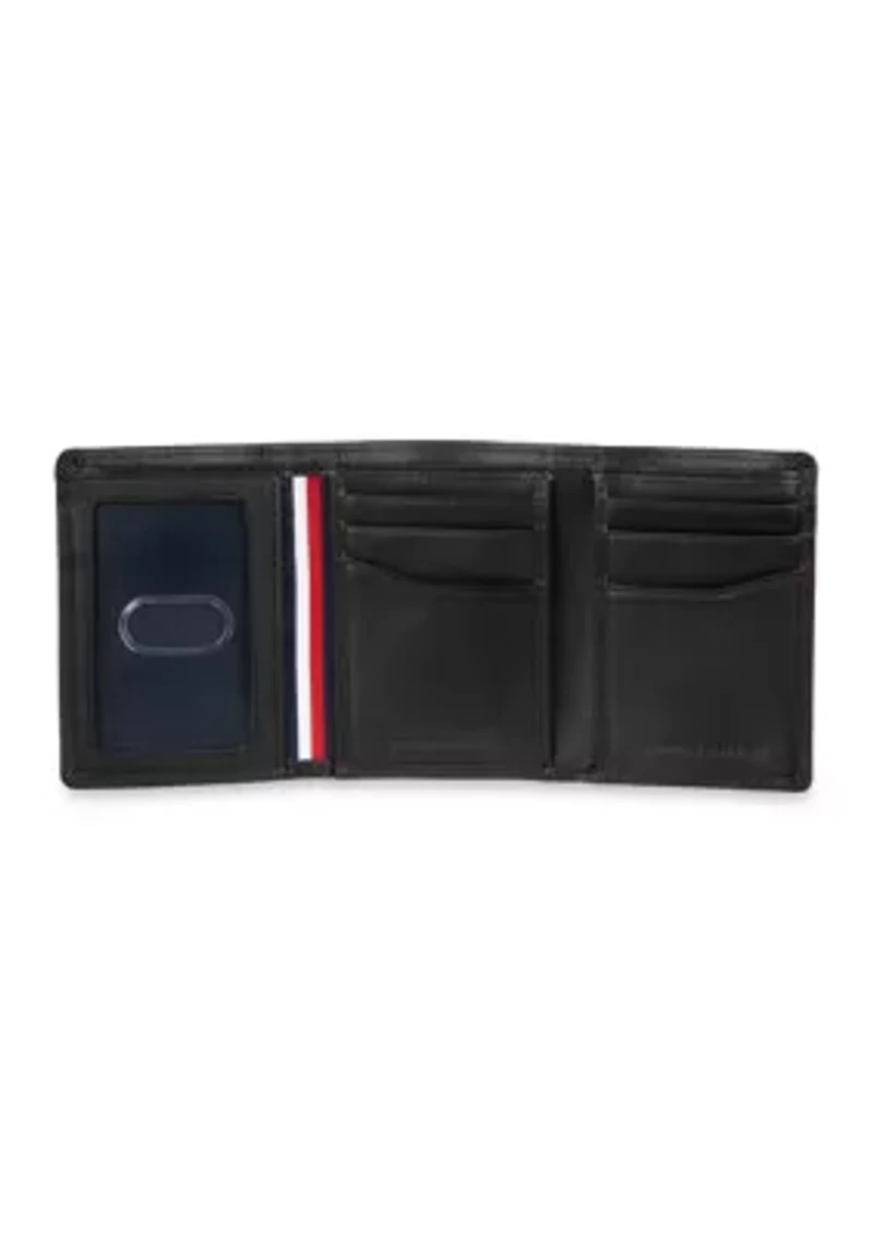 Leather Trifold Wallet with Interior Zipper