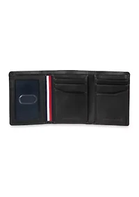 Leather Trifold Wallet with Interior Zipper