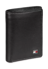 Leather Trifold Wallet with Interior Zipper
