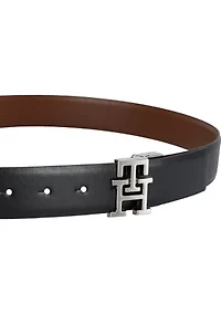 Reversible Leather Belt Strap with 2 Interchangeable Buckles Boxed Set