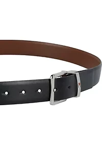 Reversible Leather Belt Strap with 2 Interchangeable Buckles Boxed Set