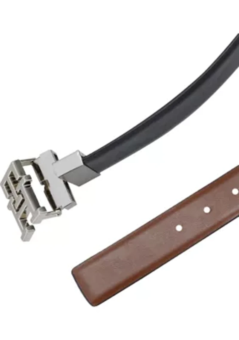 Reversible Leather Belt Strap with 2 Interchangeable Buckles Boxed Set