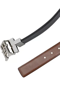 Reversible Leather Belt Strap with 2 Interchangeable Buckles Boxed Set
