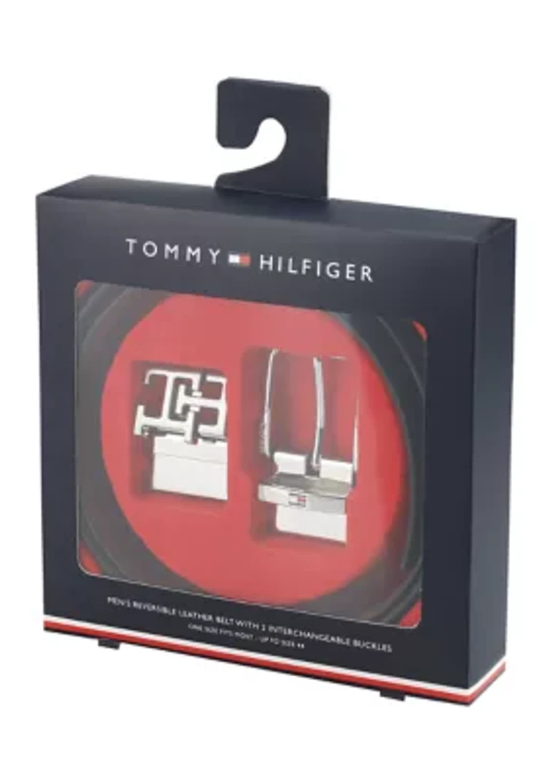 Reversible Leather Belt Strap with 2 Interchangeable Buckles Boxed Set