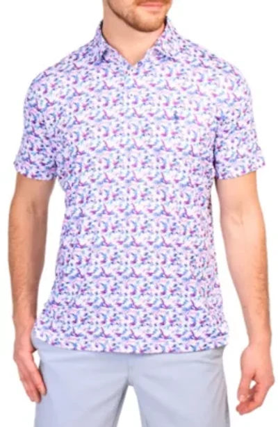 Abstract Birds Printed Performance Polo