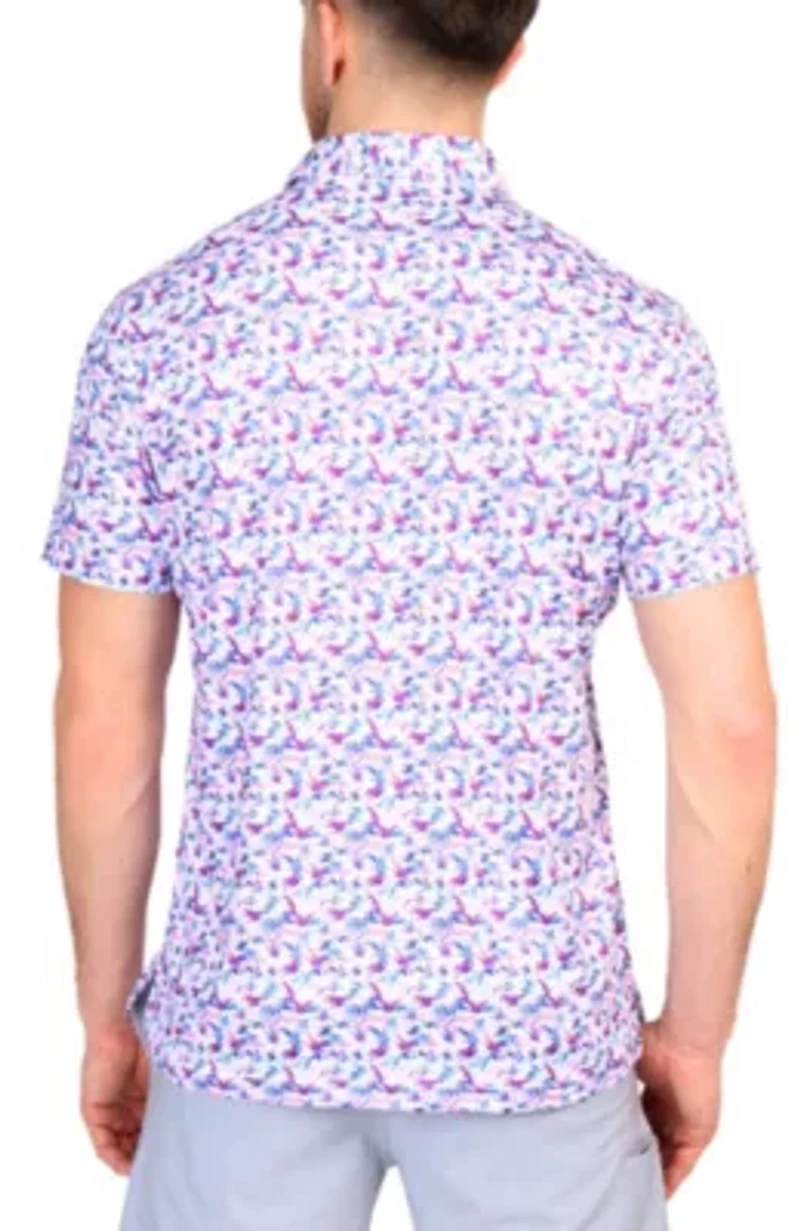 Abstract Birds Printed Performance Polo