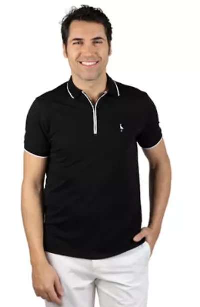 Quarter Zip Fine Pique Polo