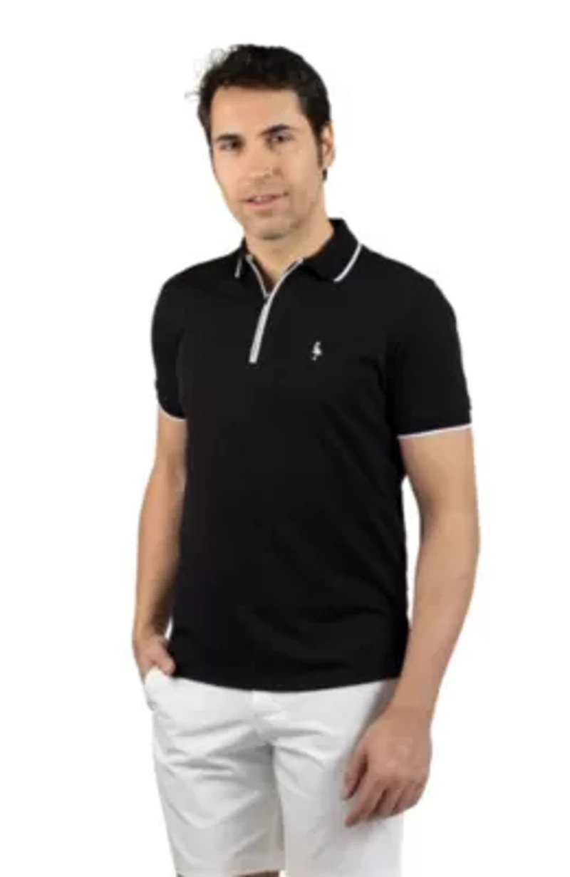 Quarter Zip Fine Pique Polo