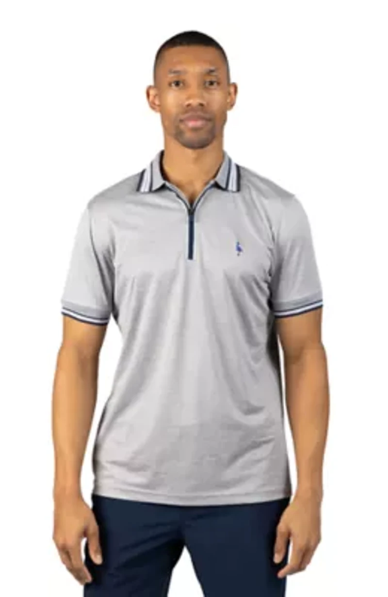 Quarter Zip Mesh Performance Polo with Stripe Tipping