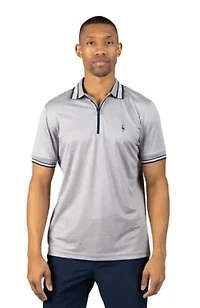 Quarter Zip Mesh Performance Polo with Stripe Tipping