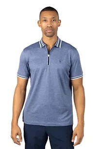 Quarter Zip Mesh Performance Polo with Stripe Tipping