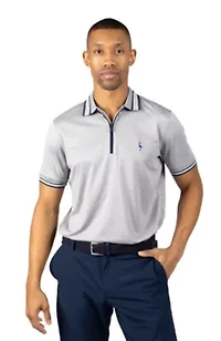 Quarter Zip Mesh Performance Polo with Stripe Tipping