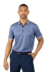 Quarter Zip Mesh Performance Polo with Stripe Tipping
