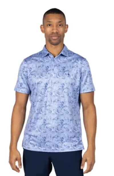 Vintage Tropical Printed Mesh Performance Polo
