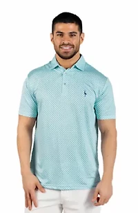 Micro Geo Floral Printed Performance Polo